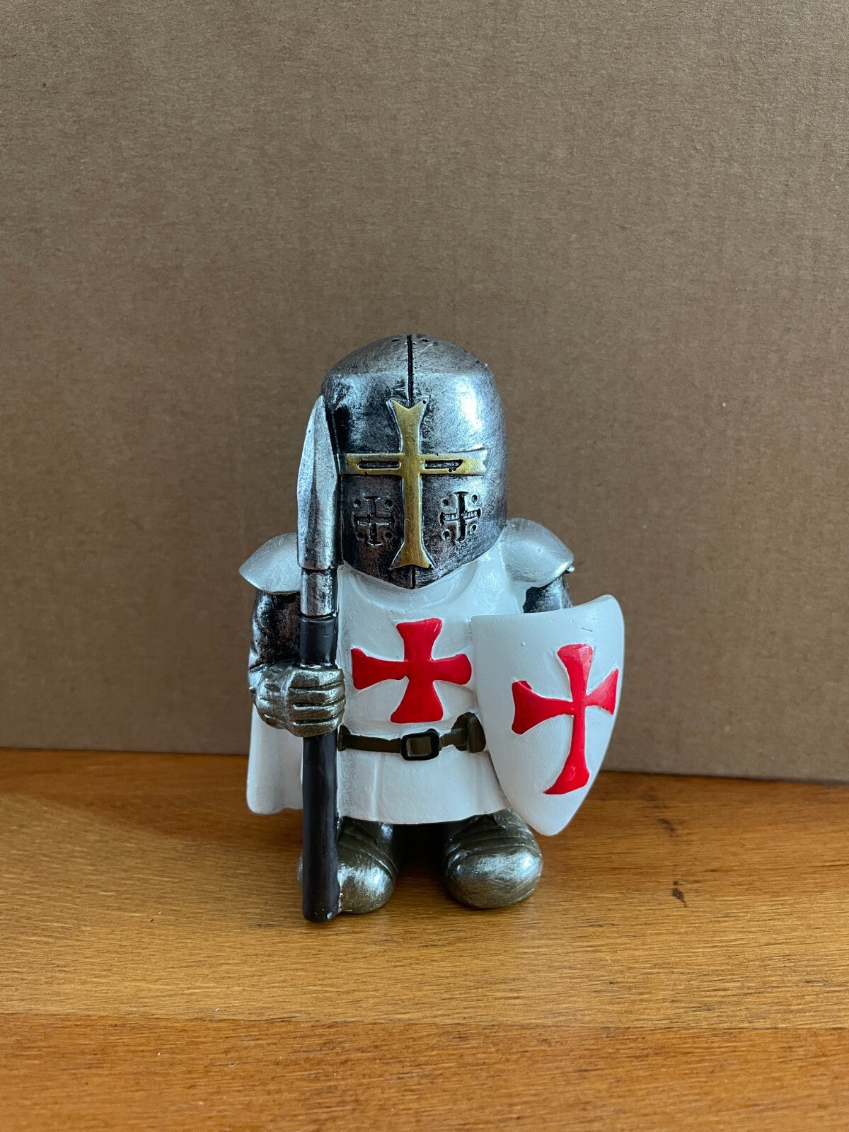 Decorative / Collectible Small Resin Figurine Templar Knight with Spear