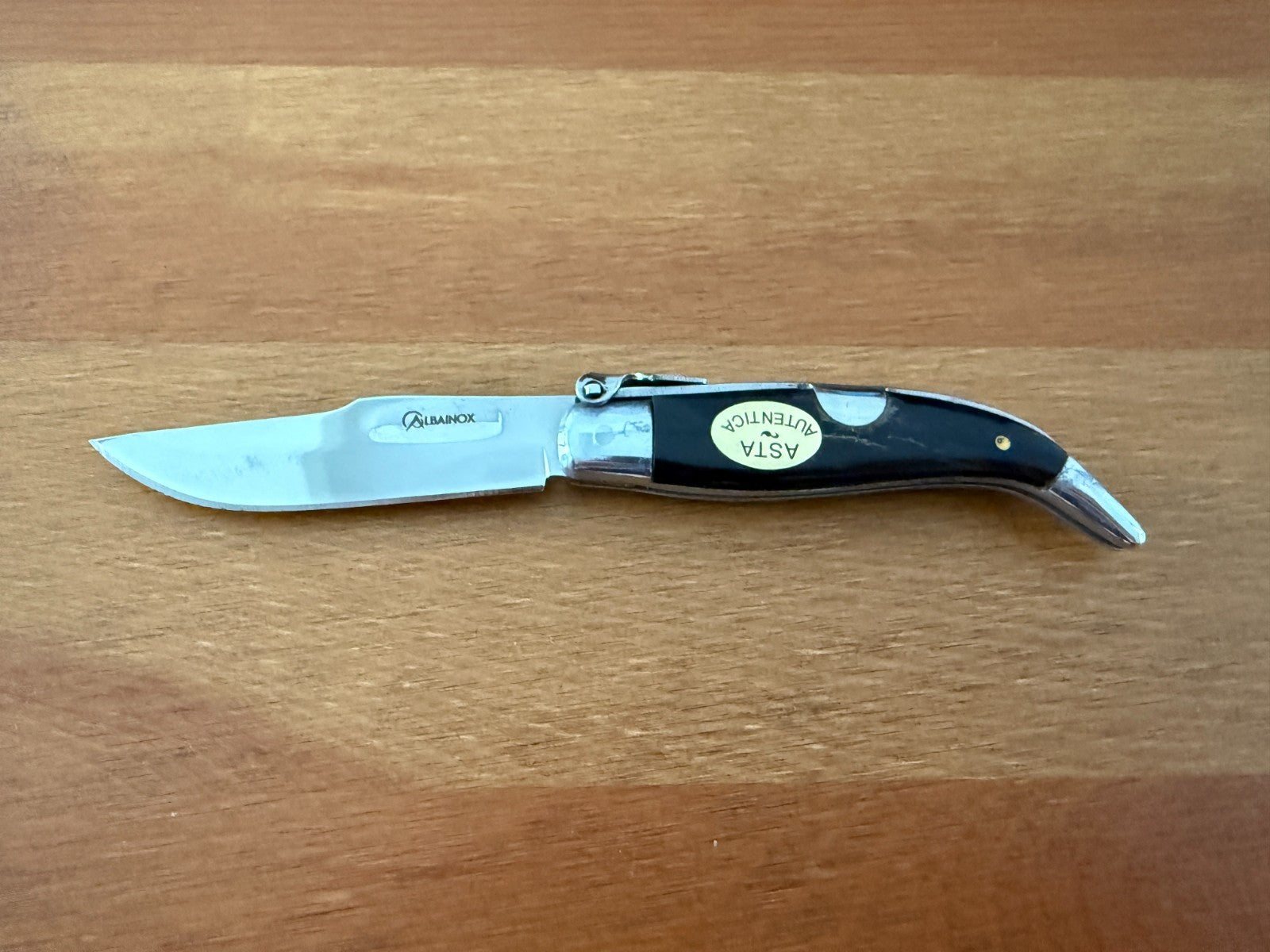 2.7” Spanish Navaja Teja Albacete Pocket Knife Bullhorn Scales Billet Lock Spain