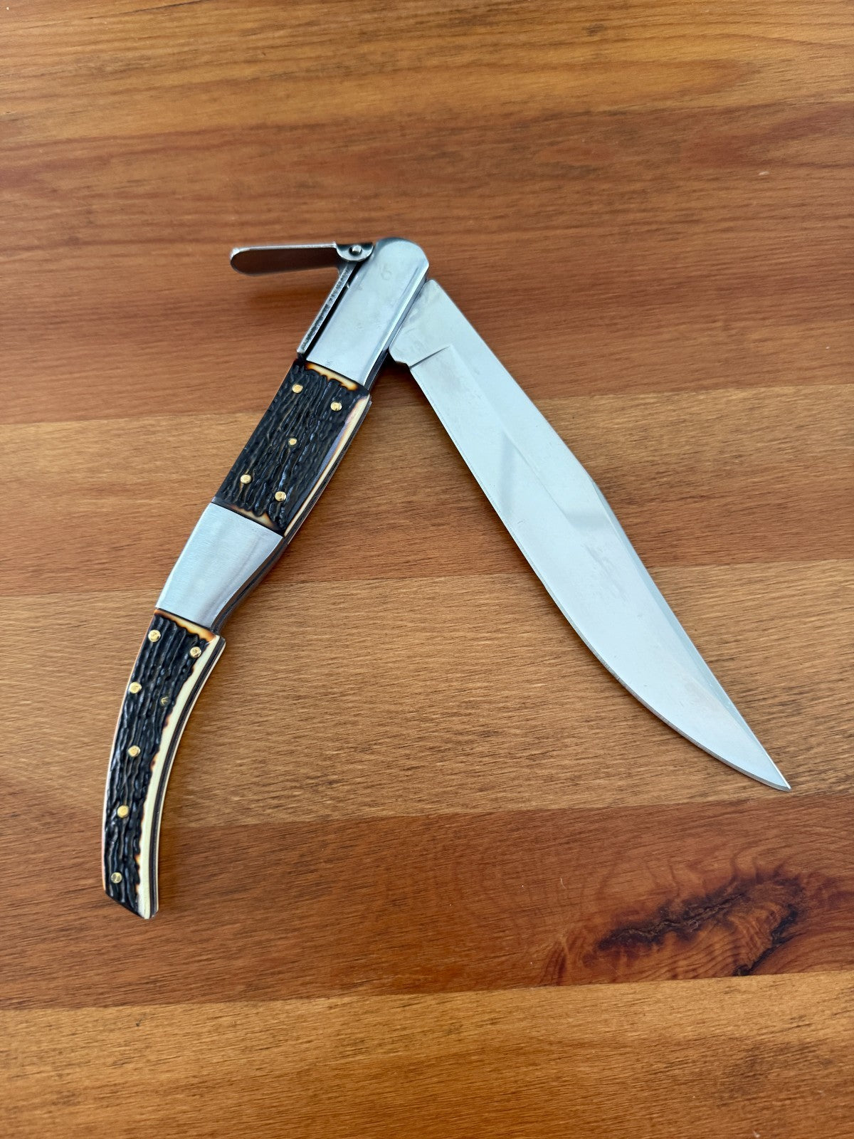 6.5" Long Blade Arabian Style Ratchet Navaja Folding Knife Deer Antler Imitation