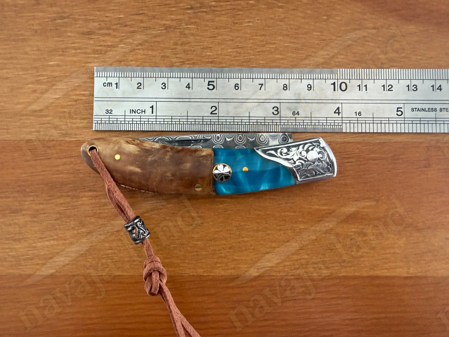 79 Layers Damascus Folding Knife – Ornated Bolster – 7.30 cm (2.87") Blade