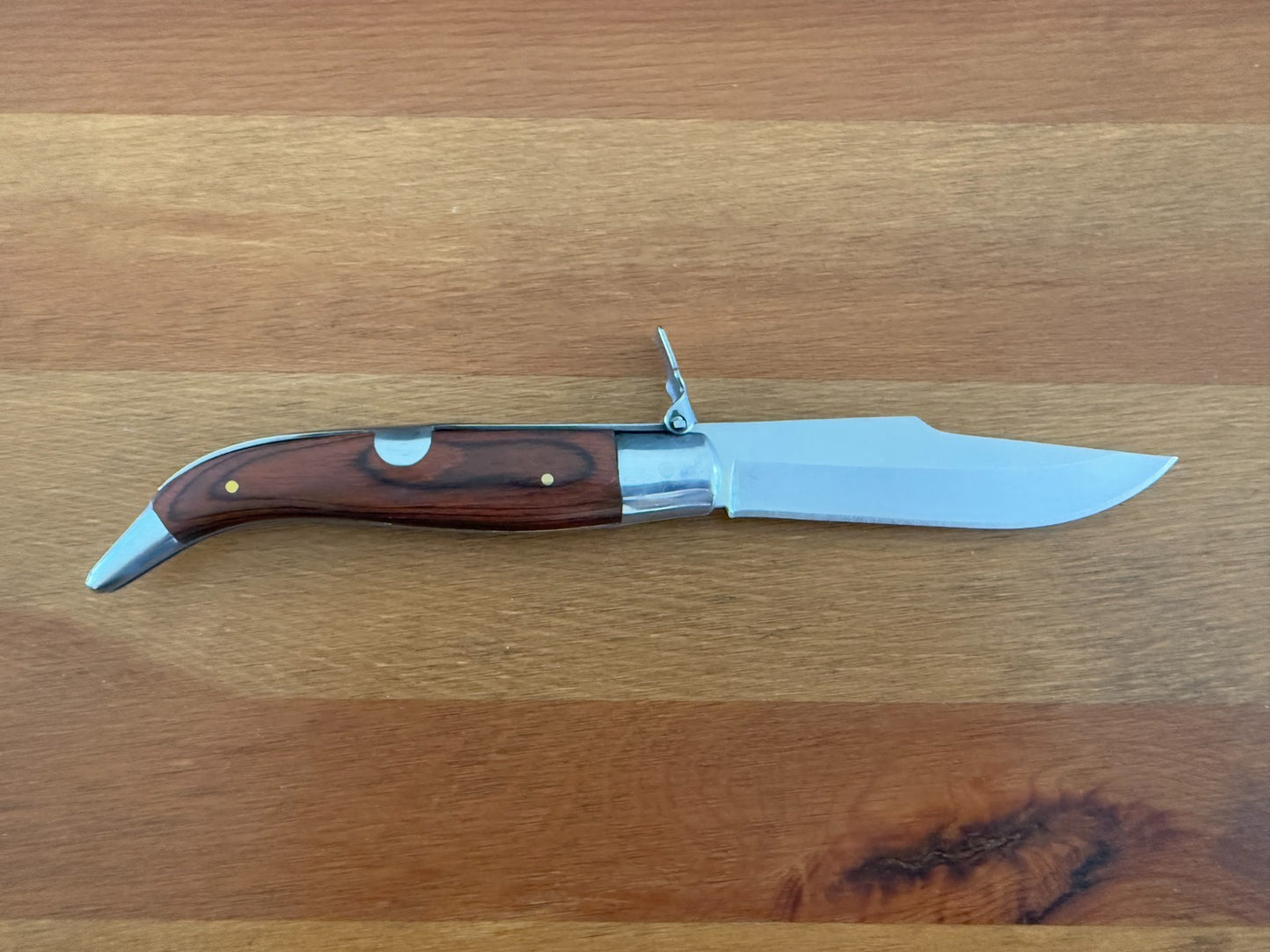 3.9" Spanish Navaja Teja Albacete Pocket Knife Red Wood Scales From Spain