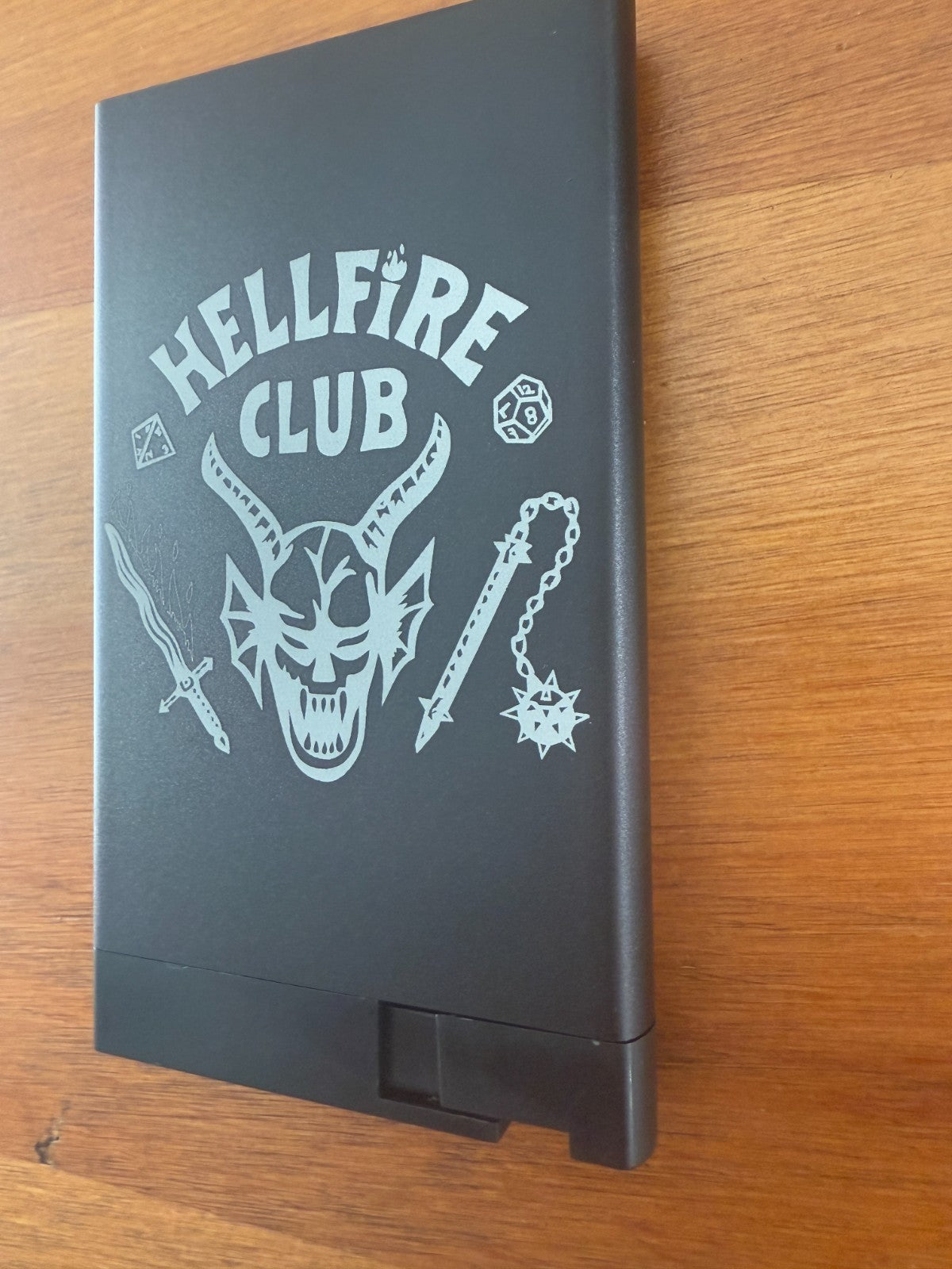 Hellfire Club Pop Up Wallet Brown Leather Credit Card Holder and Cash Aluminum