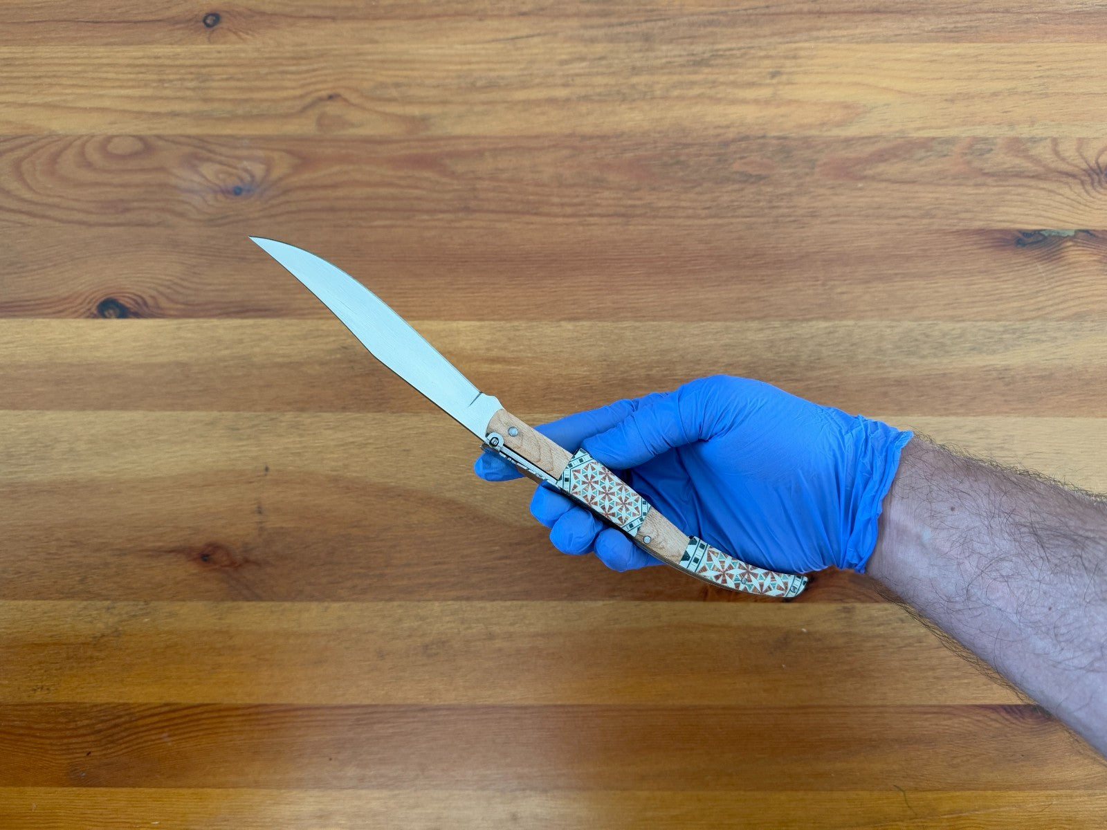 5" Arabian Style Spanish Navaja with Ratchet Pocket Knife Maple Wood Handle