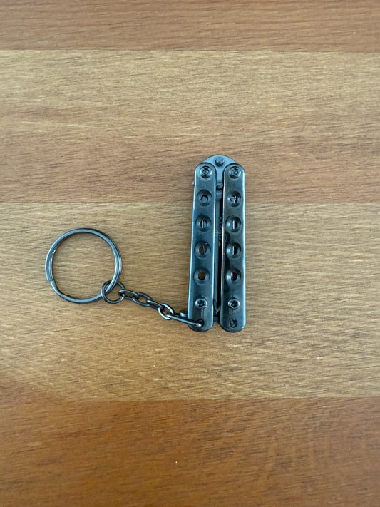 Keychain Mini Folding Knife Black Stainless Steel Handle & Blade From Spain