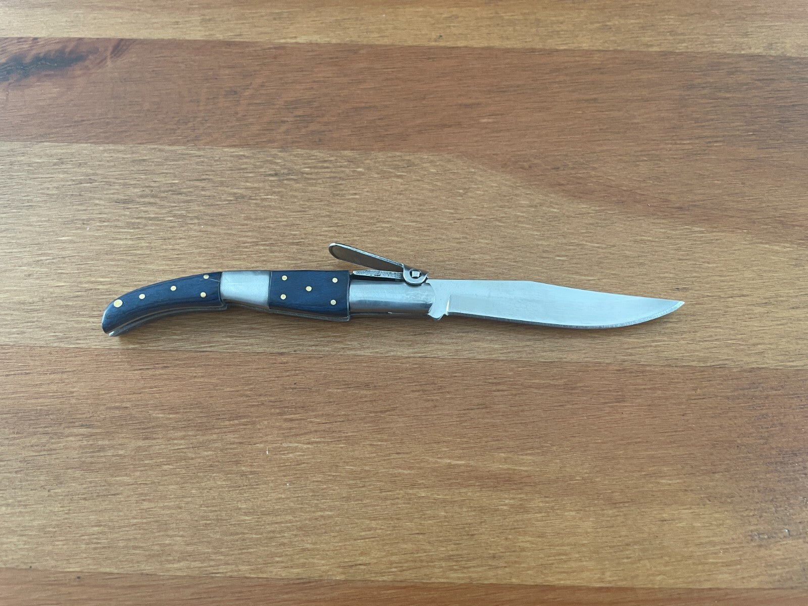 2.75” Arabian Style Navaja Folding Pocket Knife Blue Wood and Steel Handle