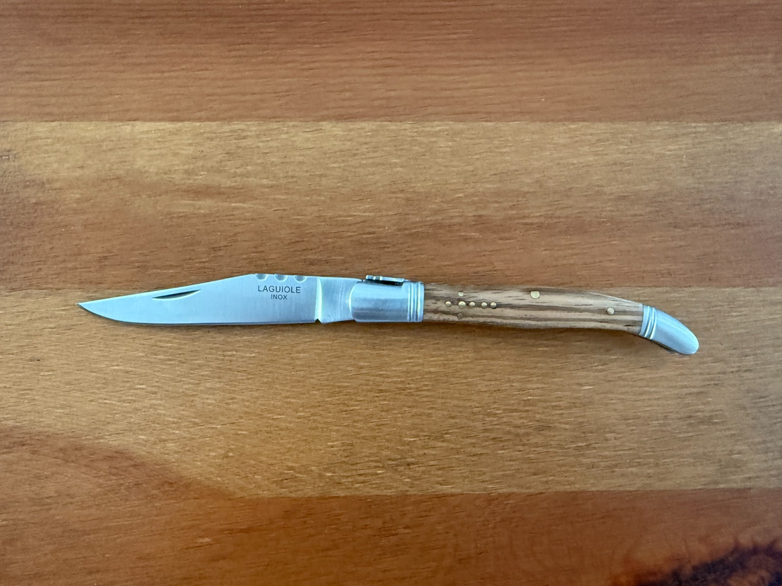 3.34” Stainless Steel Blade Navaja Laguiole Inox Pocket Knife Olive Wood Scales