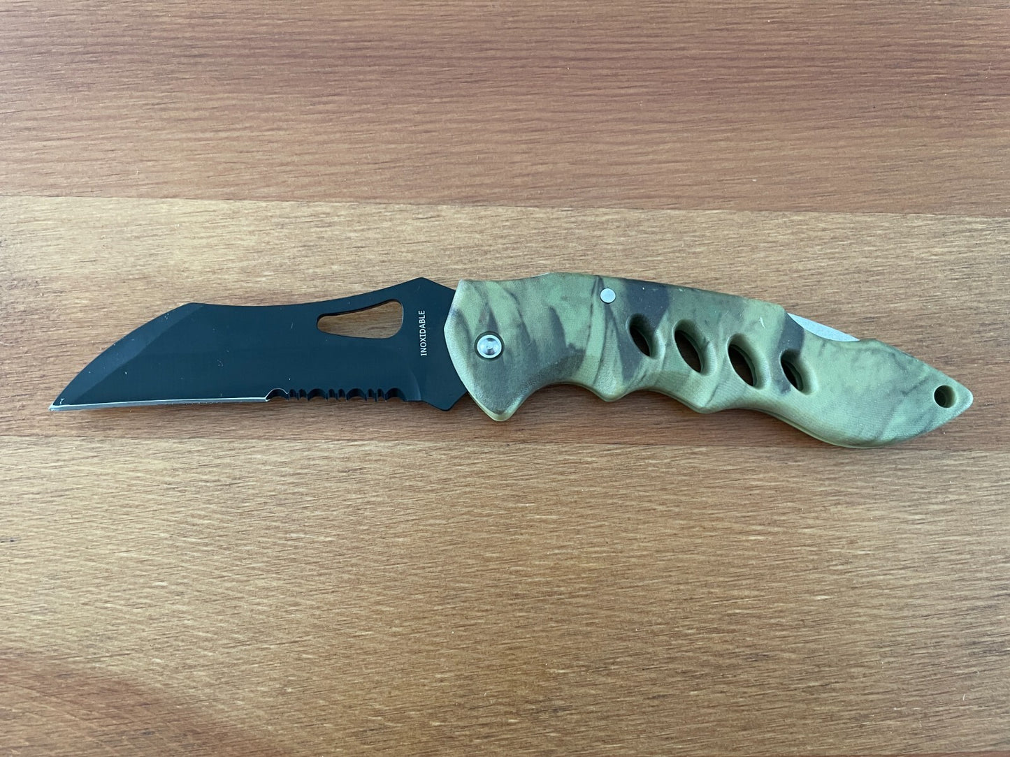 3.3" Stainless Black Blade Tactical Pocket Knife Plastic Camouflage Handle