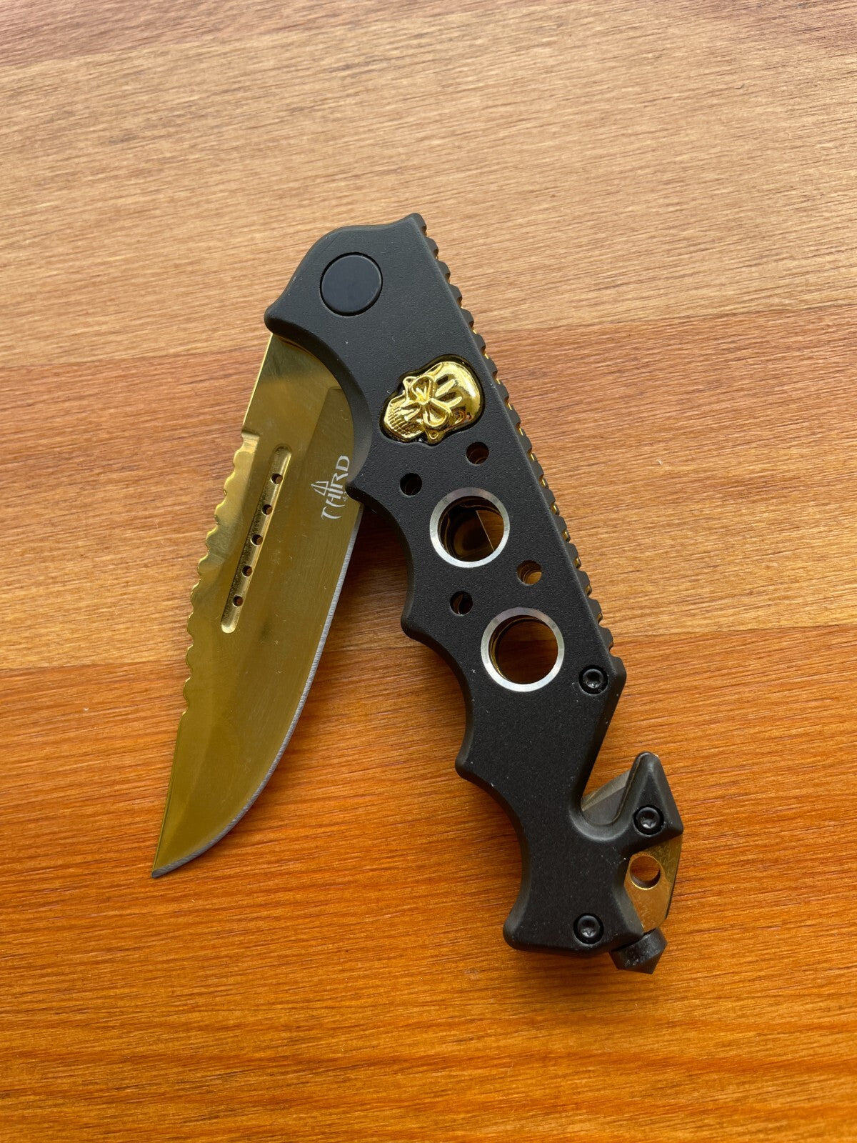 3.54" Steel 420 Plated Gold Titanium Black Aluminum Handle Belt Clip / Tools