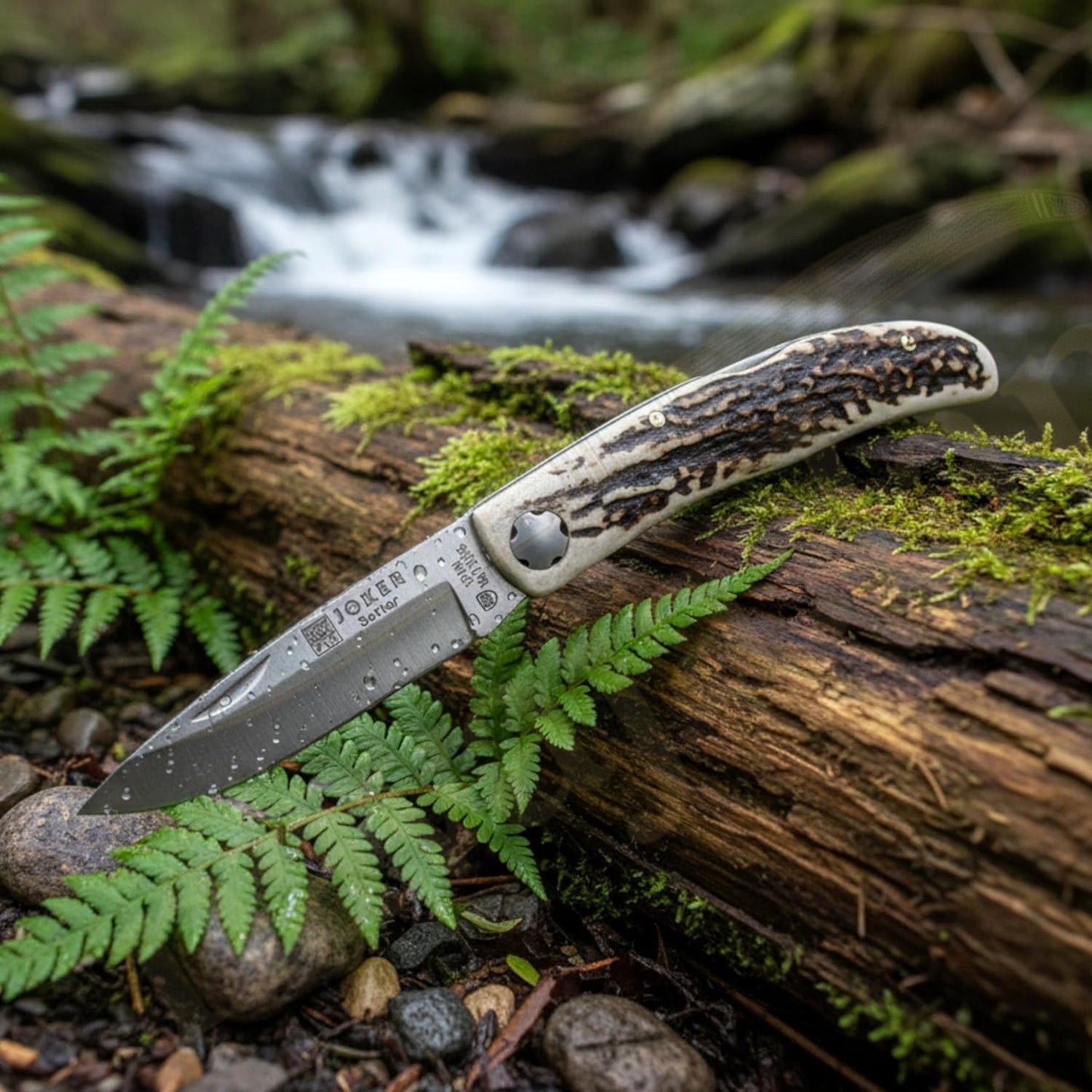 3.15” Joker Setter Bushcraft Folding Knife (Stag Horn Handle) Handmade Spain