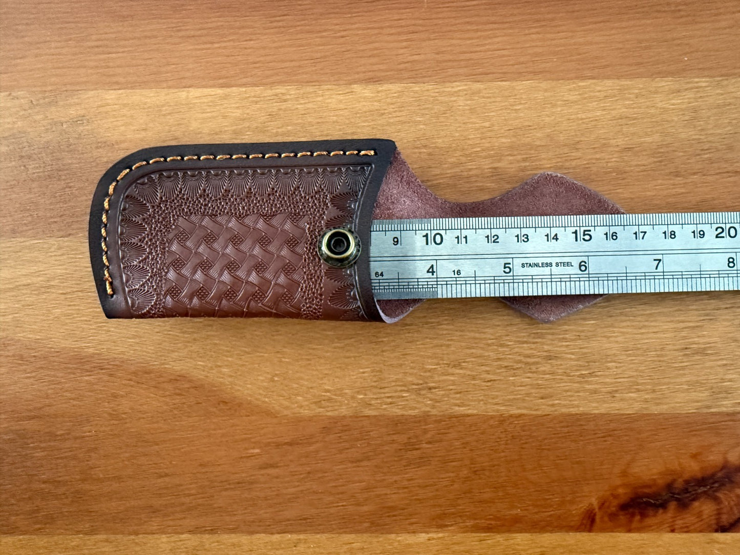 3.5" Brown Leather Pocket Knife Sheath with Belt Holder Hand Made Spain