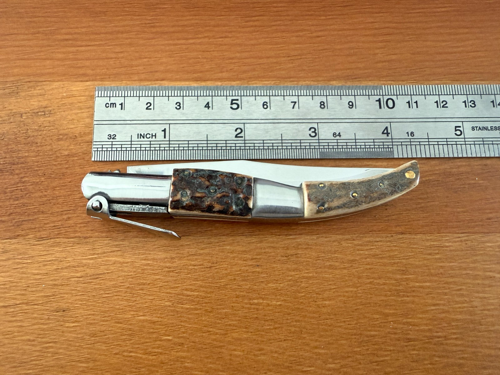 3.34" Arabian Folding Pocket Knife Deer Antler Scales w/ Ratchet Made in Spain