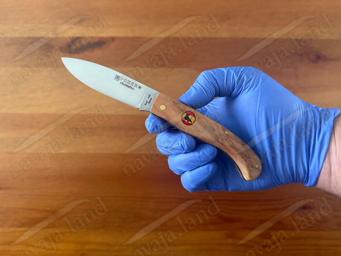 3.14” Joker Antaño Camping Folding Knife (Olive Wood Handle - Spanish Flag)