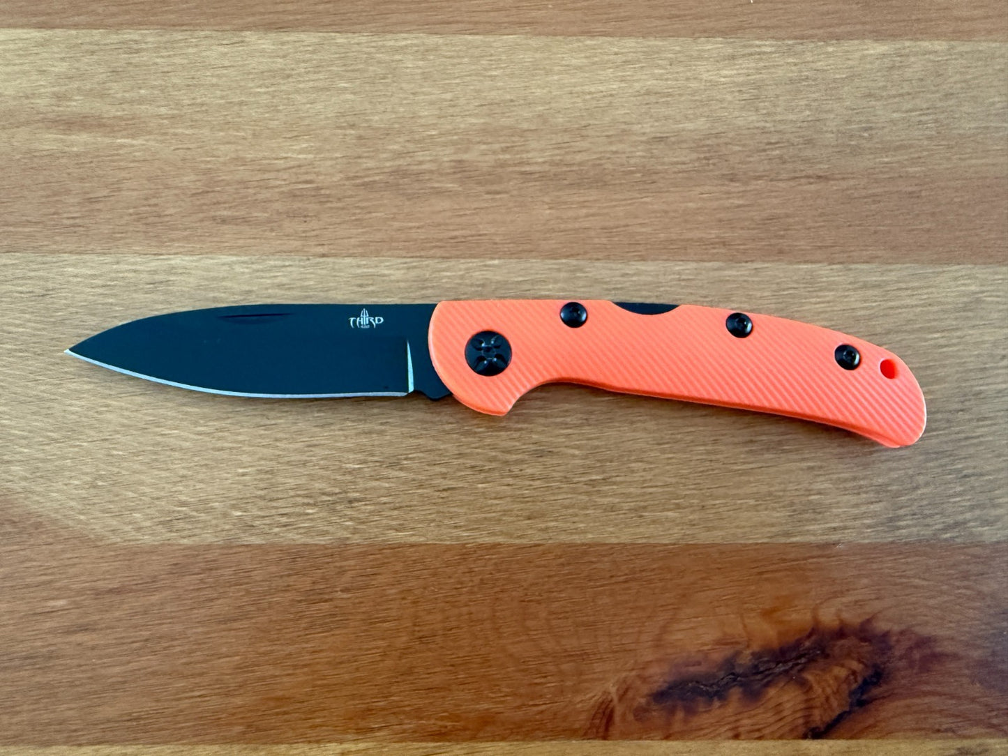 3.15" 420 Steel Blade Finished in Black - Orange Nylon Fiber Handle Lightweight