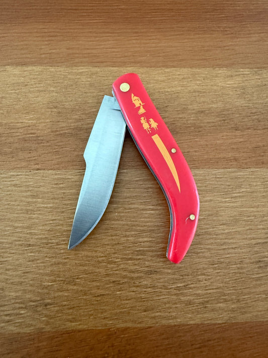 2.76" 440 Stainless Steel Blade Pocket Knife Red Plastic Handle Don Quijote