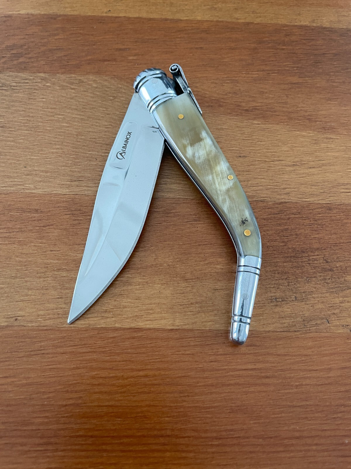 3.8" Spanish Navaja Sevillana Pocket Bullhorn Scales Unique *No ratchet*