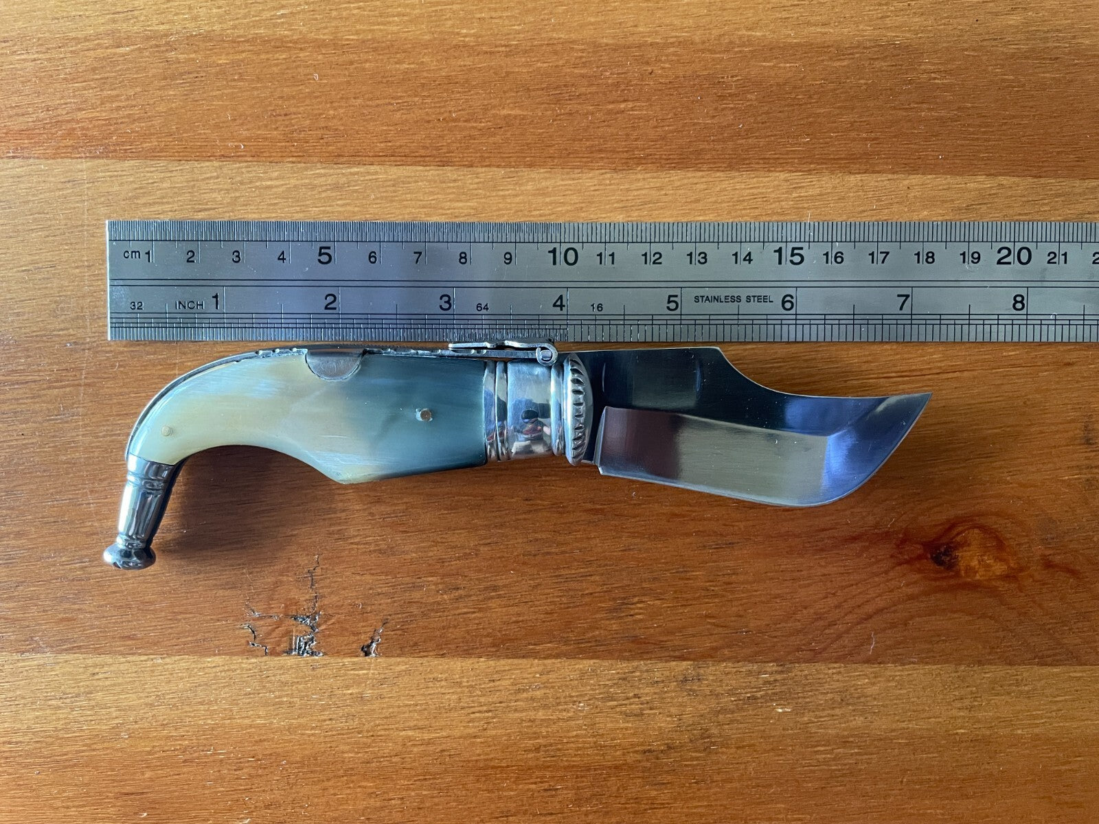 3” Spanish navaja pocket knife bull horn handle handmade unique - USA seller