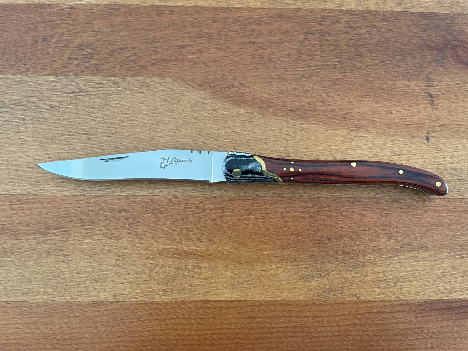 3.74” Navaja Laguiole Folding Pocket Knife Red Stamina/Mikarta Handle Slipjoint