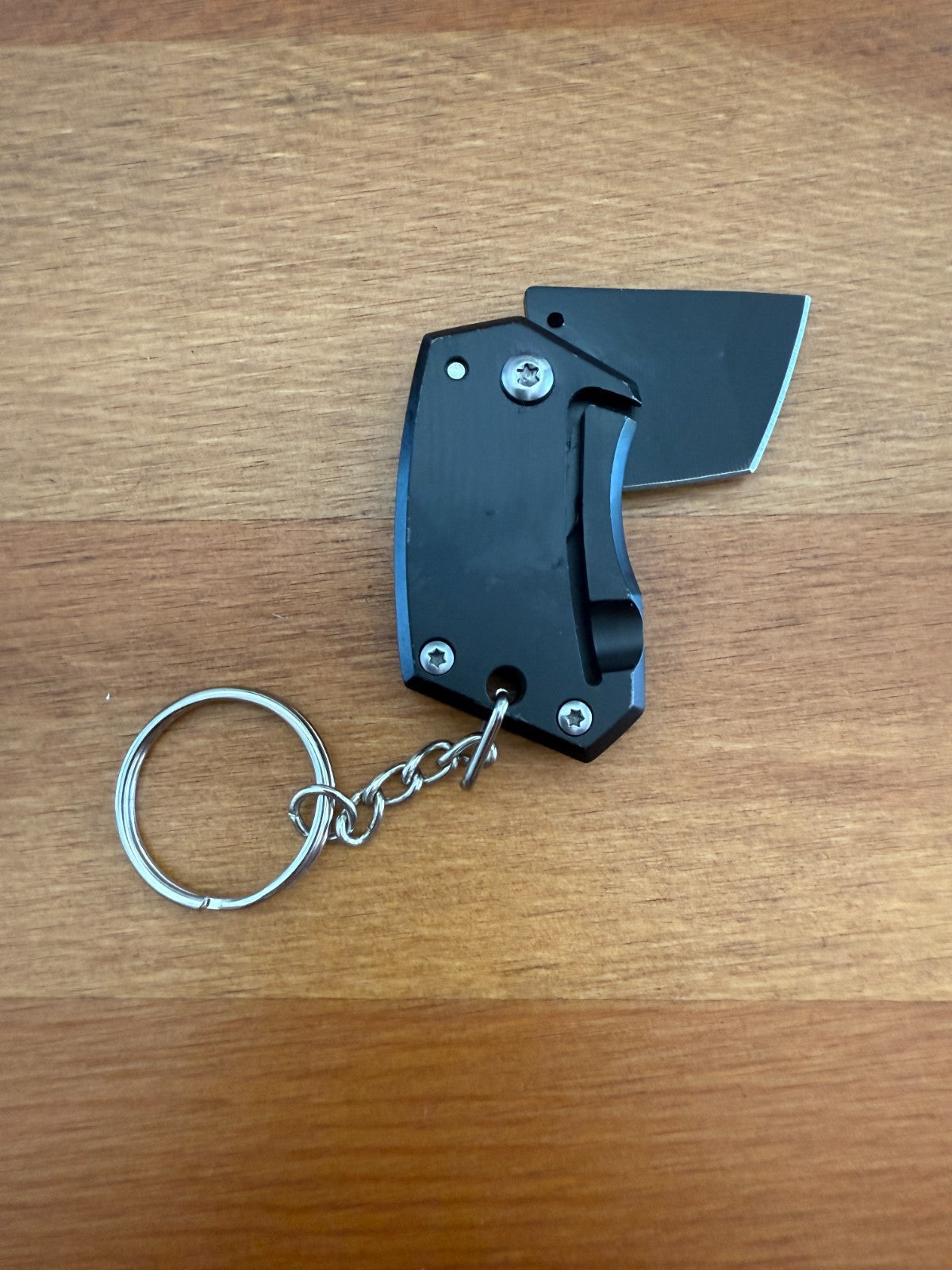 Keychain Mini Folding Knife 1.2" Stainless Steel Black Tanto Blade Liner Lock