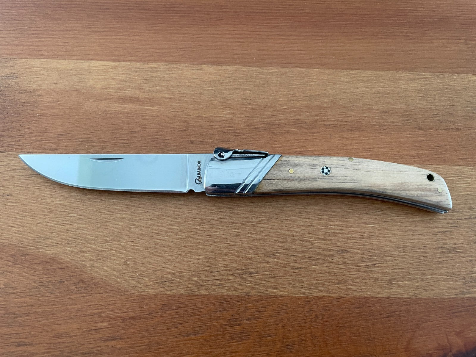 3.54" Spanish Navaja Pocket Knife Zebra Wood Scales With Ratchet & Billet Lock