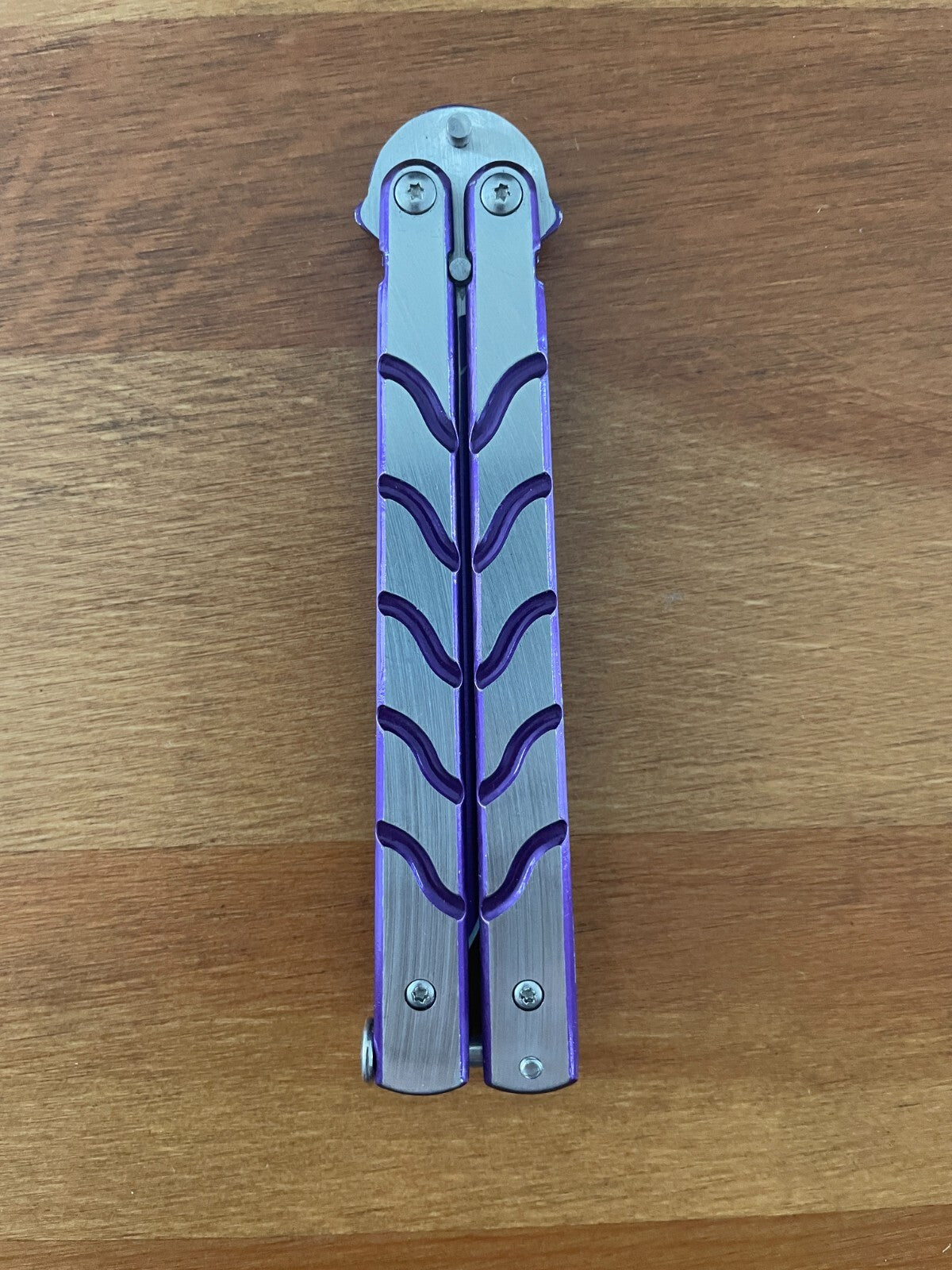 3.74" Stainless Steel Blade Folding Pocket Knife Brushed Steel Purple Handle