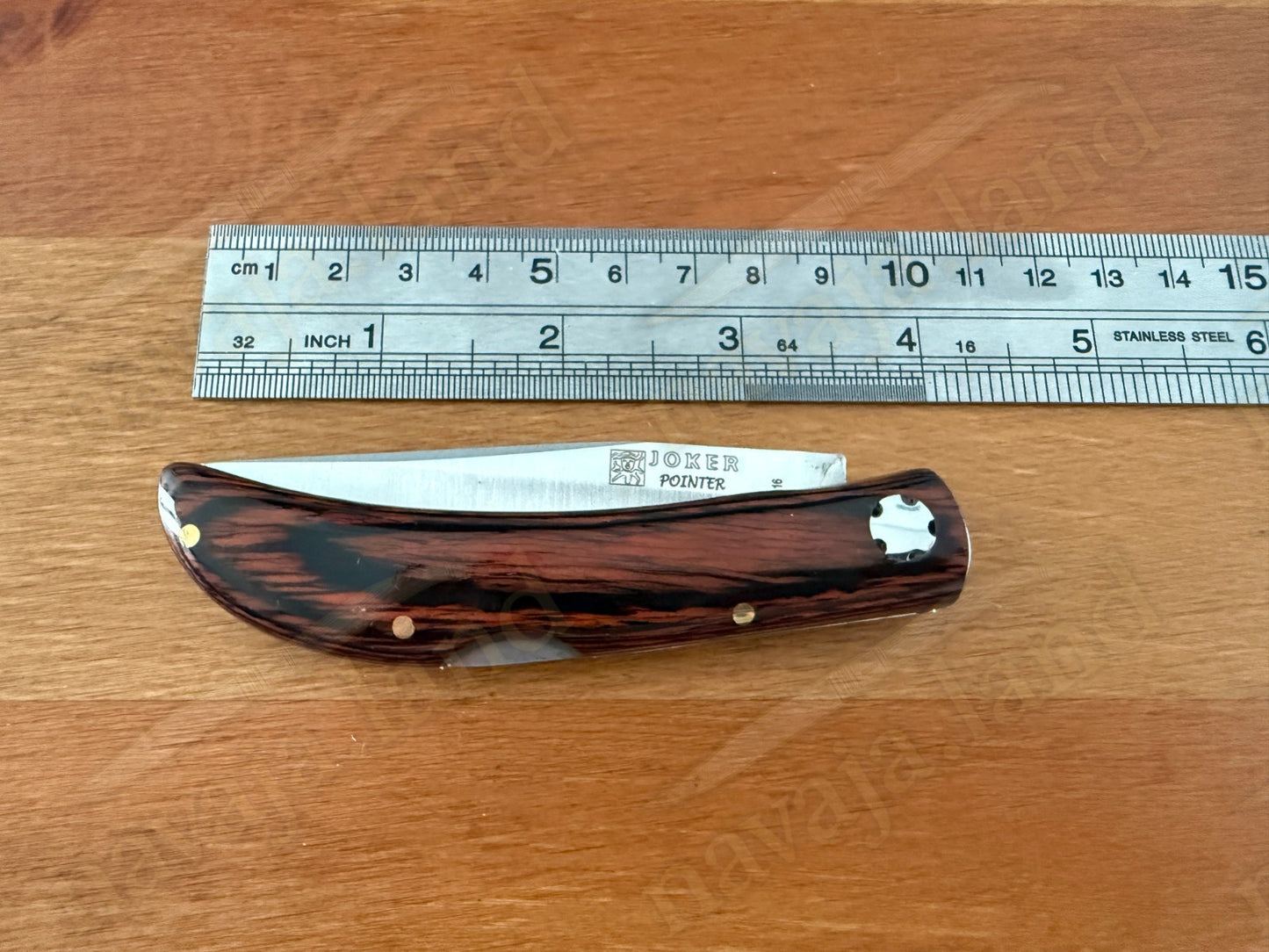 3.15” Joker Pointer Camping Folding Knife (Red Wood Handle) Handmade in Spain