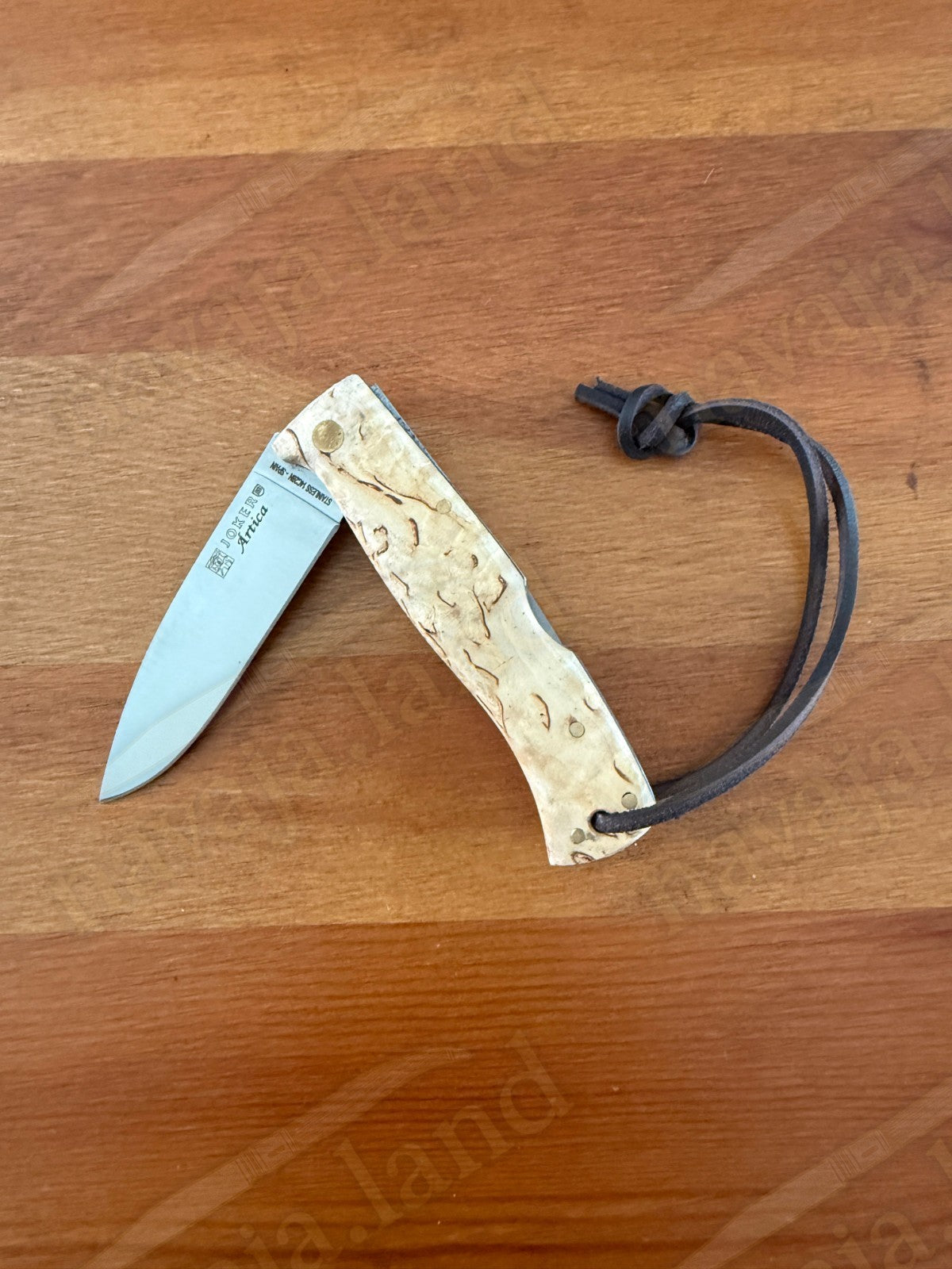 3.15” Joker Artica Bushcraft Folding Knife (Curly Birch Handle) Handmade Spain