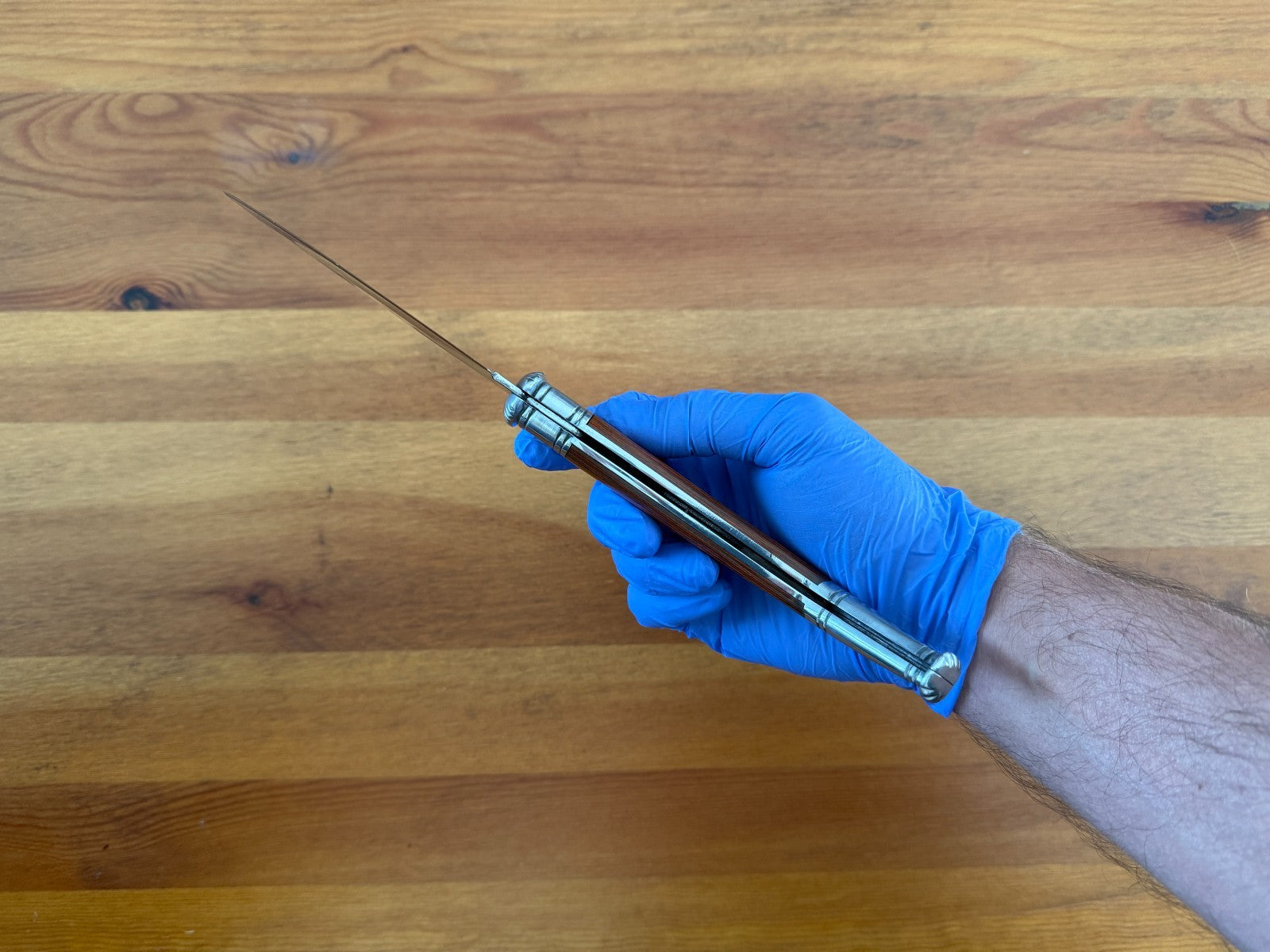 4.5” Spanish Navaja Jerezana Folding Knife Red Stamina Wood Scales With Ratchet