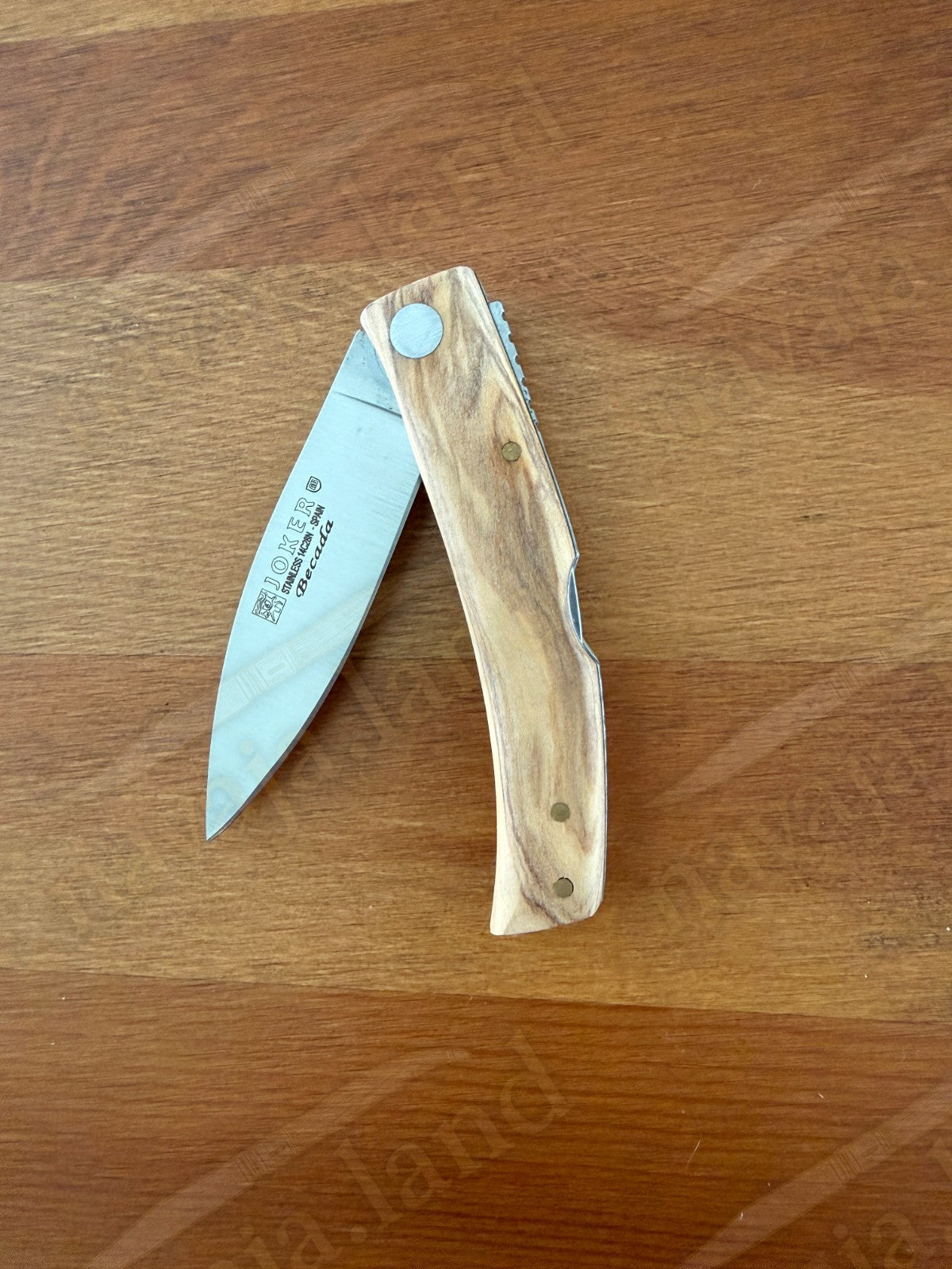 Joker BECADA Knife – 3.15” Sandvik 14C28N Blade | Olive Wood | Leather Sheath