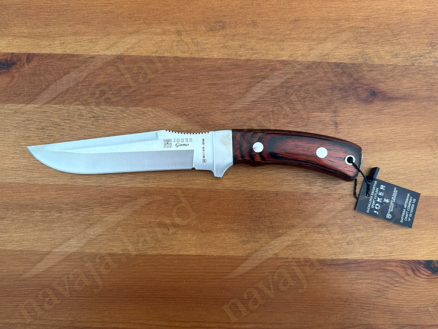 Joker Gamo Fixed Blade Hunting Knife 6.10" Mova 1.4116 Steel Red Wood Handle