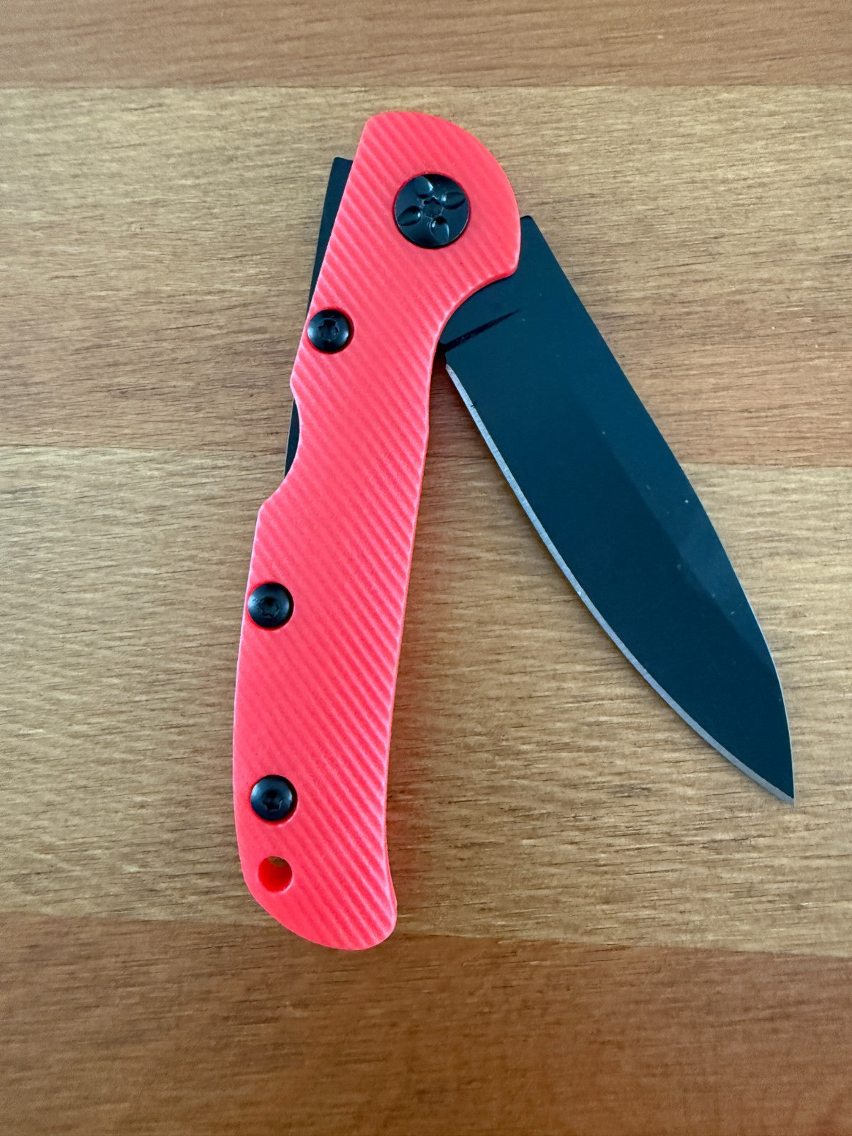 3.15" 420 Steel Blade Finished in Black - Red Nylon Fiber Handle Lightweight
