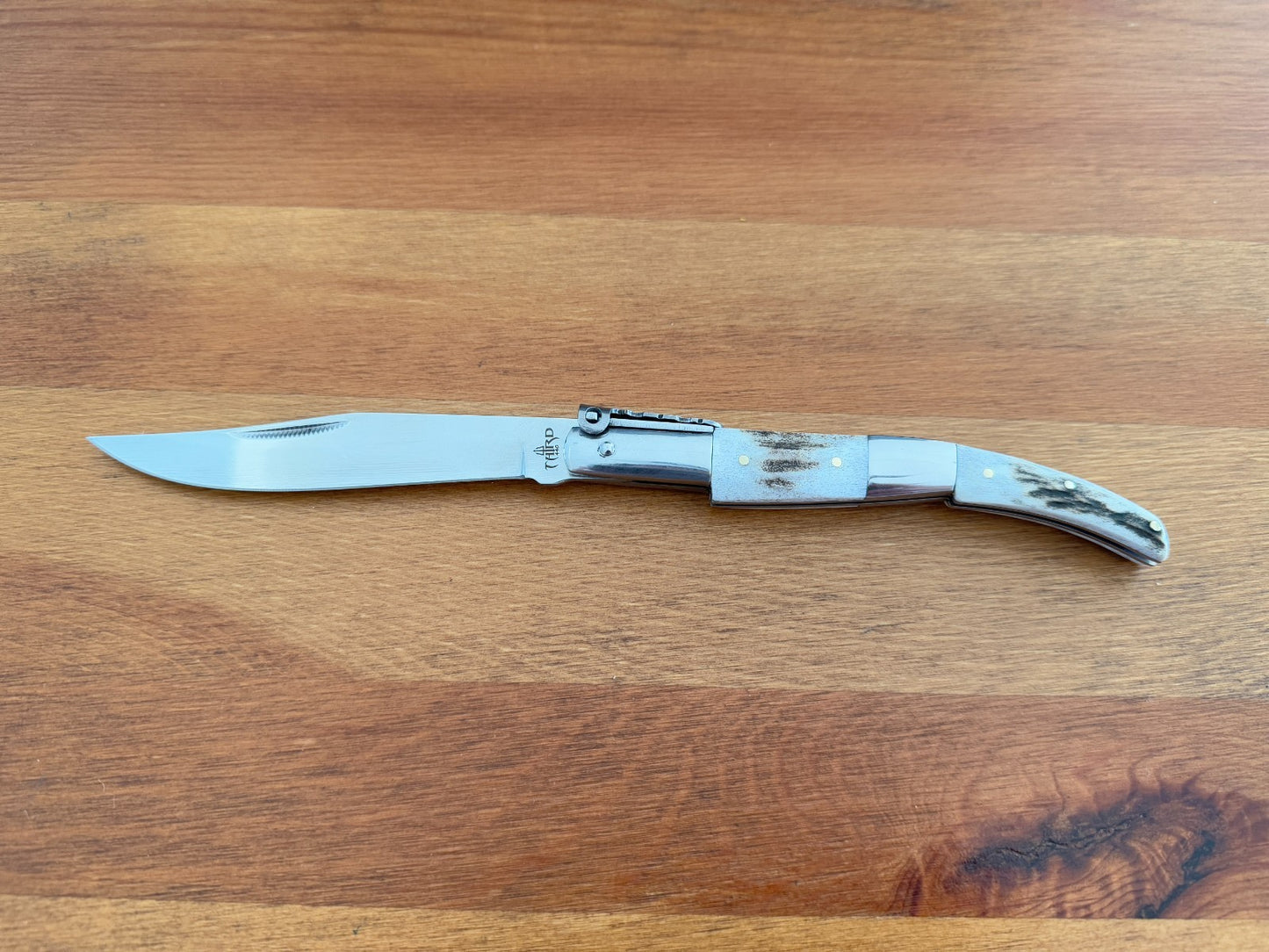 4.3" 420 Steel Arabian Style Spanish Navaja Ratchet Pocket Knife Staghorn Scales