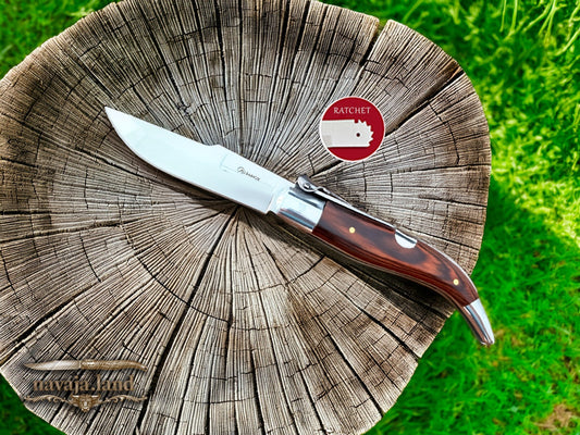 3.14” Spanish Navaja Teja Albacete Pocket Knife Red Stamina Scales with Ratchet