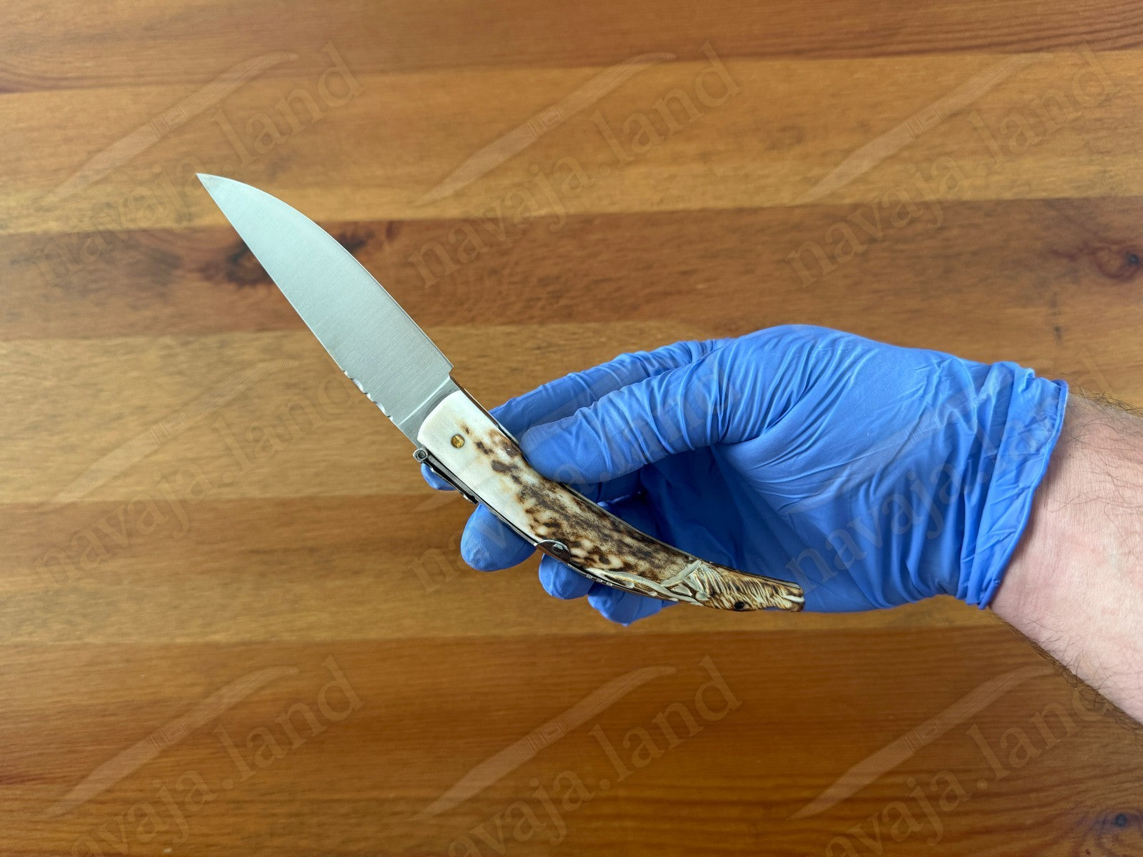 Joker Macho Montés Folding Knife – Hand Carved Deer Antler | 3.3" MOVA Steel