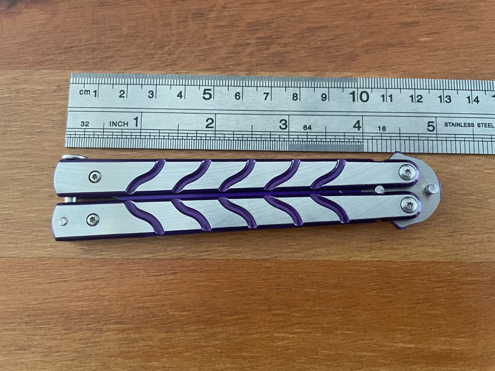 3.74" Stainless Steel Blade Folding Pocket Knife Brushed Steel Purple Handle