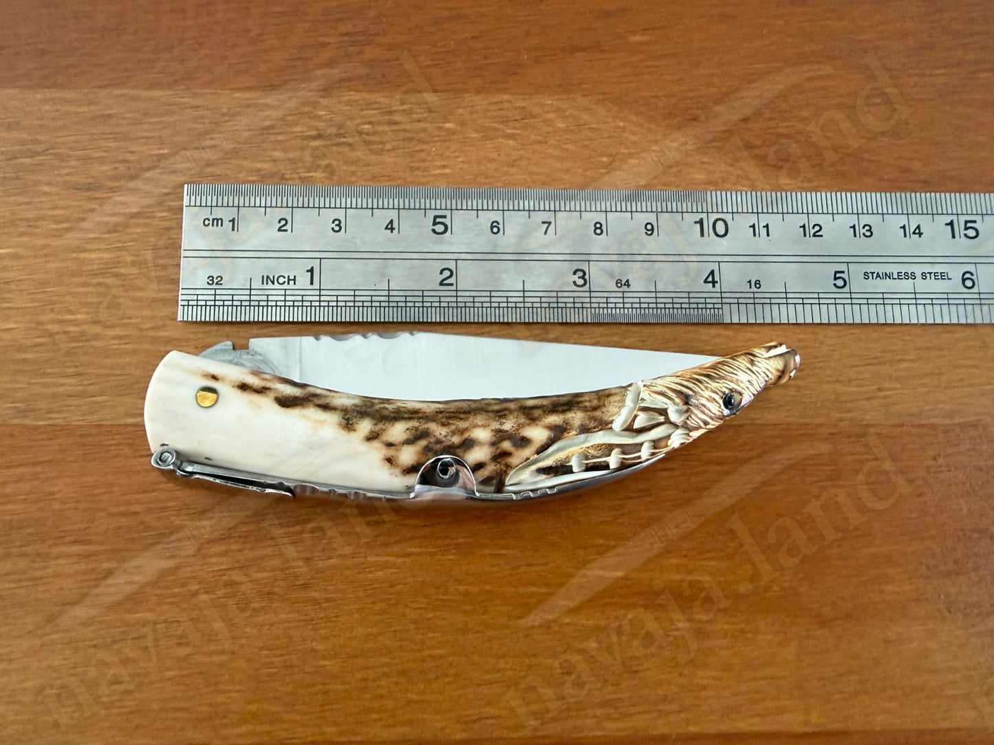 Joker Macho Montés Folding Knife – Hand Carved Deer Antler | 3.3" MOVA Steel