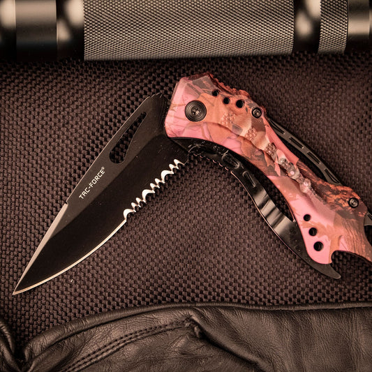 3.25" Tac-Force Spring Assisted Folding Pocket Knife Purple Camo Coated Aluminum