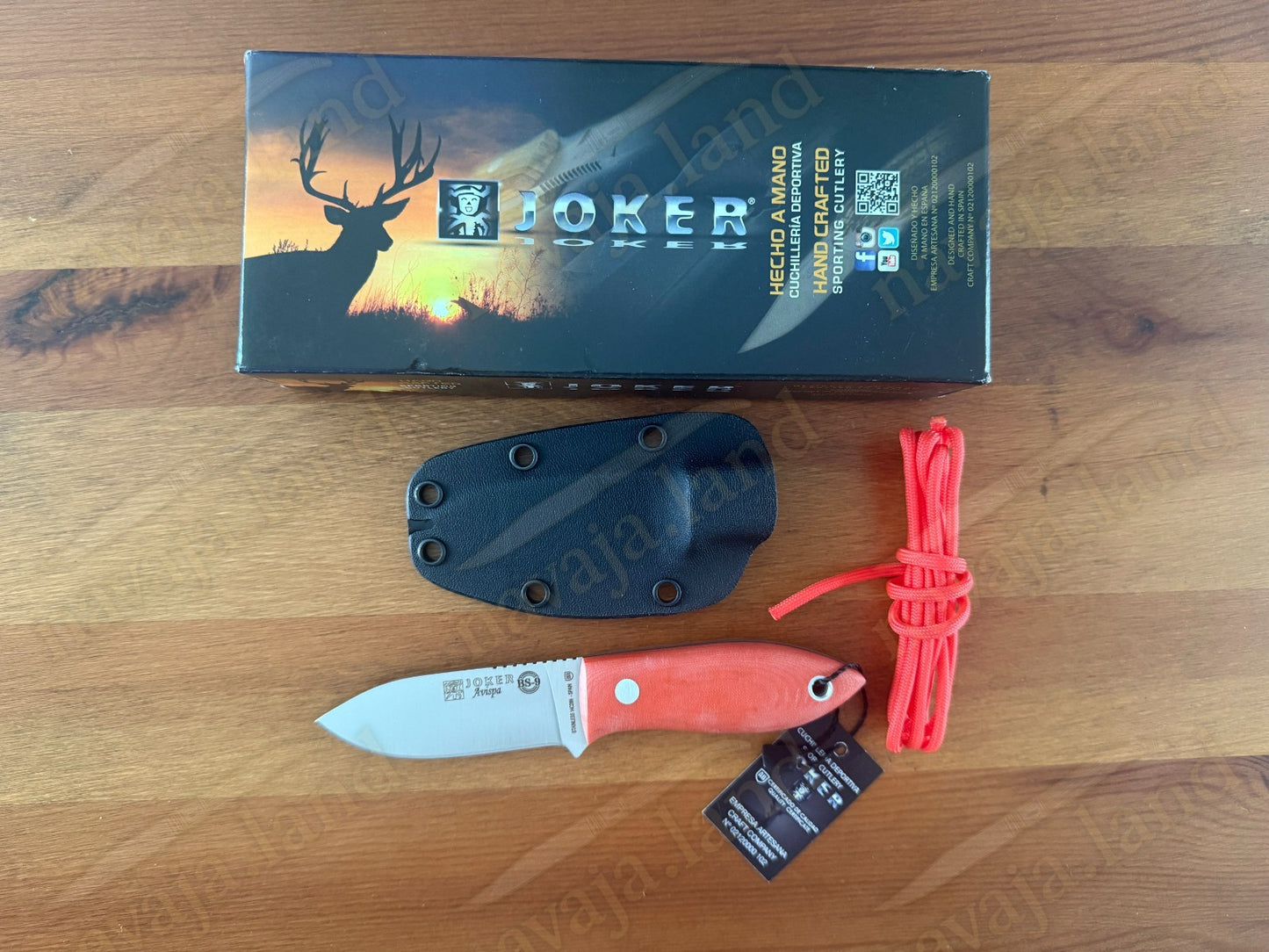 Joker Avispa Bushcraft Knife – 3.15” Sandvik 14C28N Blade -Orange Micarta Handle