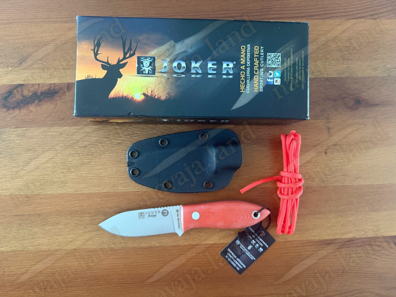 Joker Avispa Bushcraft Knife – 3.15” Sandvik 14C28N Blade -Orange Micarta Handle