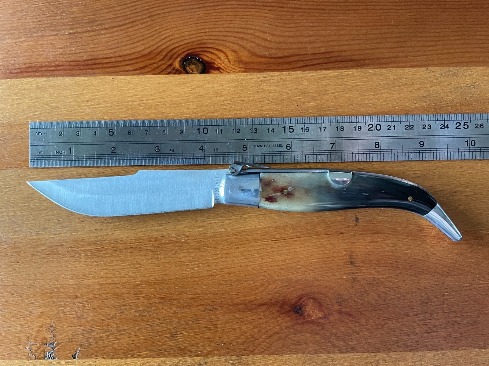 4.3" Spanish Navaja Pocket Knife Bull Horn Scales From Albacete  - USA Seller