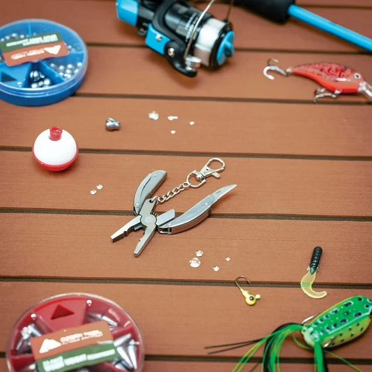 9-in-1 Mini Fishing MultiTool Stainless Steel Plier Knife Wire Stripper Crimper