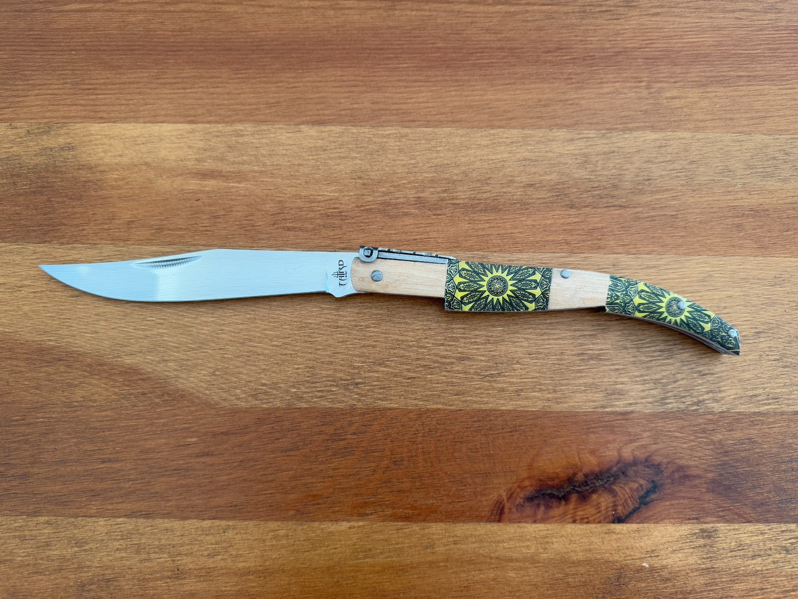 5" Arabian Style Navaja with Ratchet Pocket Knife Maple Wood Handle From Spain