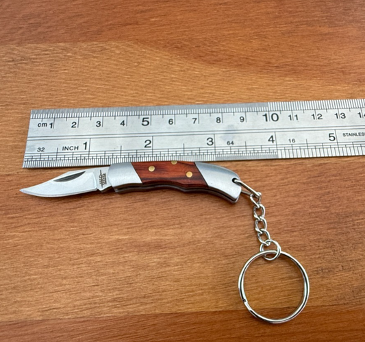 Keychain Mini Navaja 1.3" Stainless Steel Blade Slipjoint Wood Scales From Spain