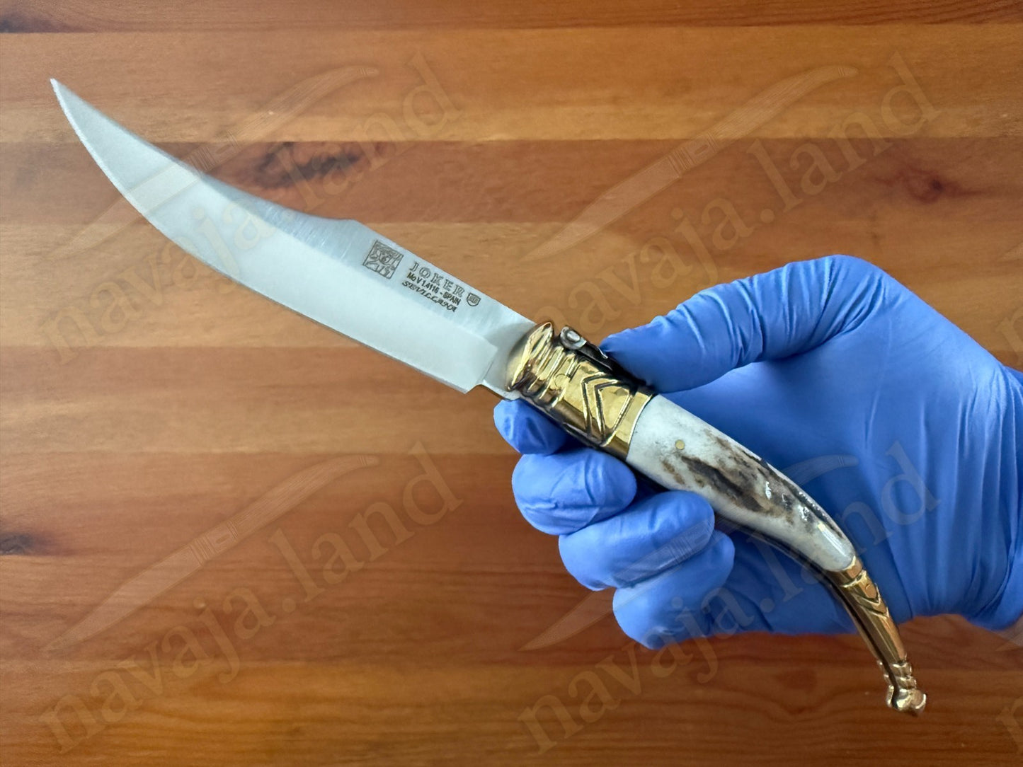 4.5” Spanish Navaja Joker Sevillana Pocket Knife Deer Horn Handle NO Ratcheting