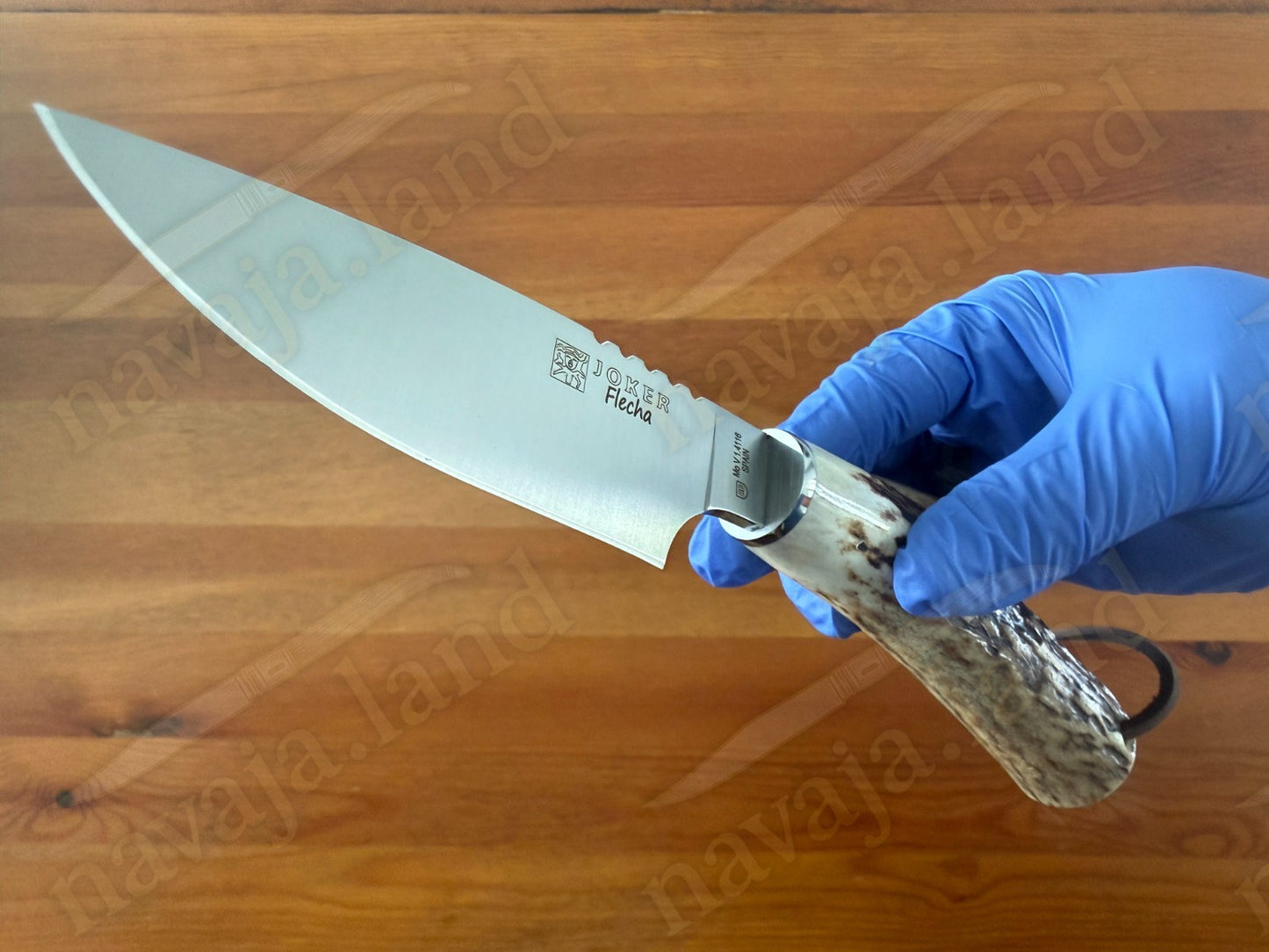 Joker Flecha Hunting Knife 4” MOVA Blade | Deer Horn Handle | Leather Sheath