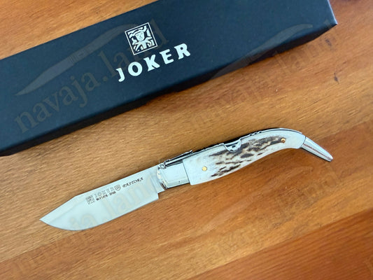 3.2” Joker Pastora Folding Knife Stag Horn Handle MOVA 1.4116 Stainless Steel