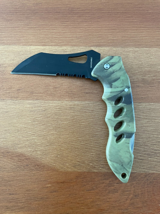 3.3" Stainless Black Blade Tactical Pocket Knife Plastic Camouflage Handle