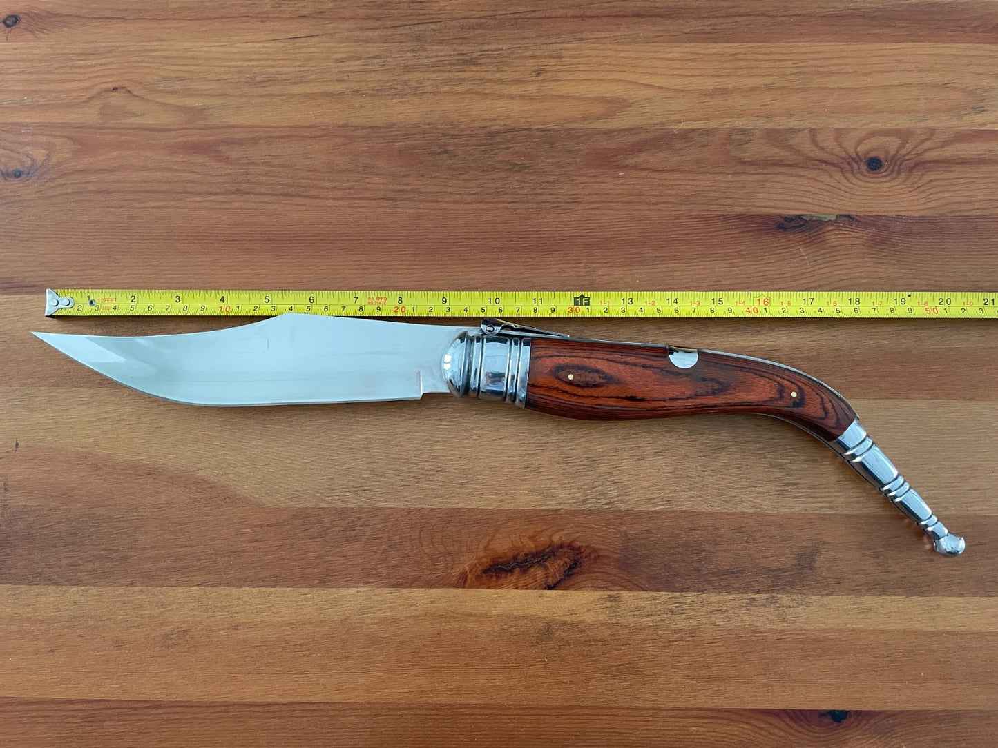 9" Blade Giant Navaja Sevillana Folding Knife Red Wood Scales w/ Ratchet - Spain