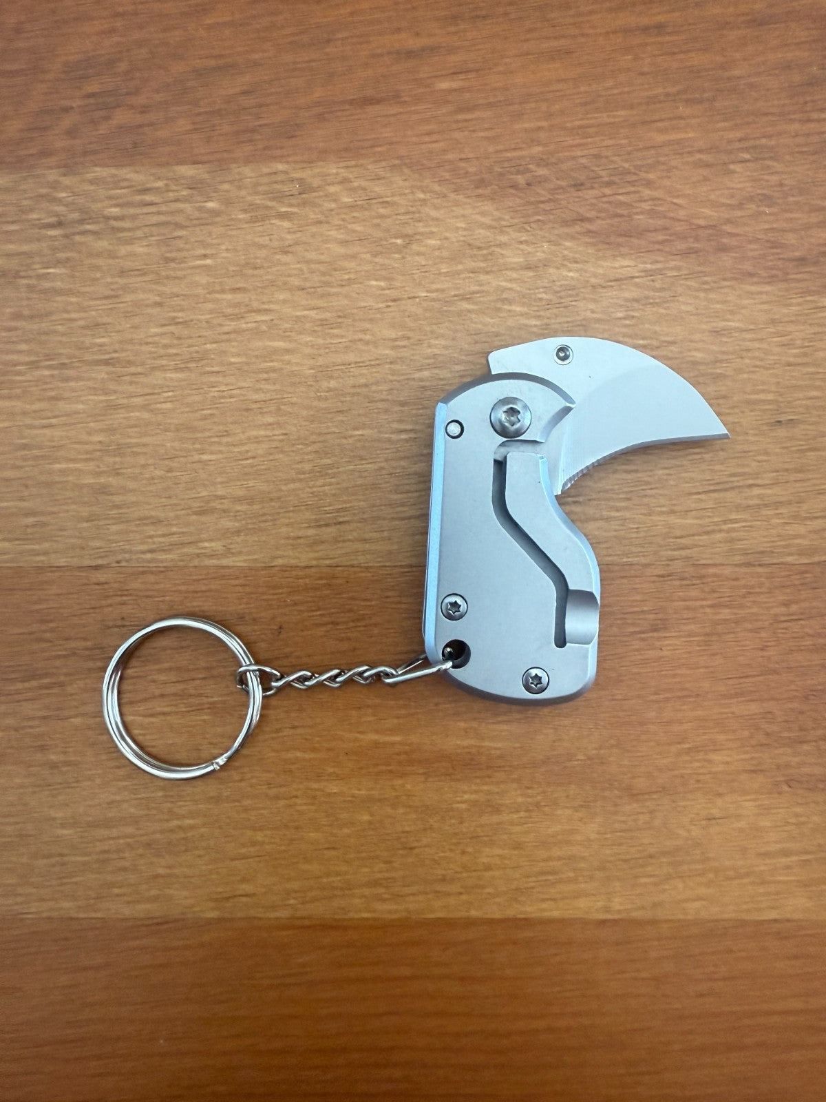 1.2" Stainless Steel Satin Curved Blade Keychain Mini Folding Knife Liner Lock