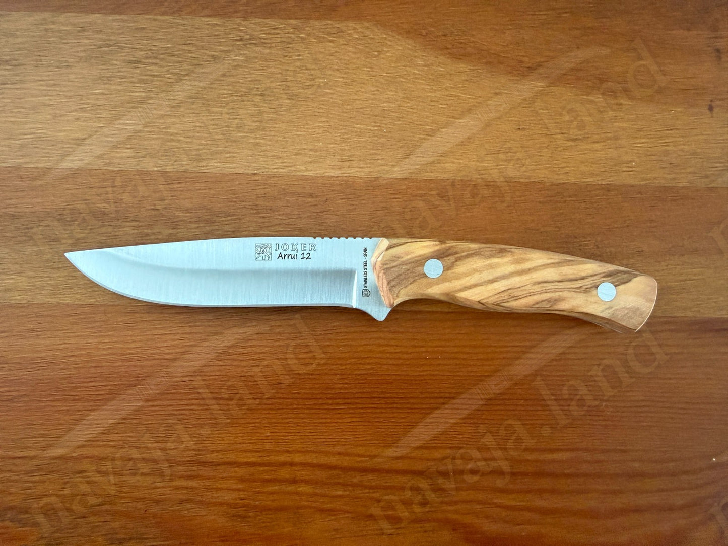 Joker Arrui 12 Outdoor Knife – 4.7” Blade | Olive Wood Handle | Leather Sheath