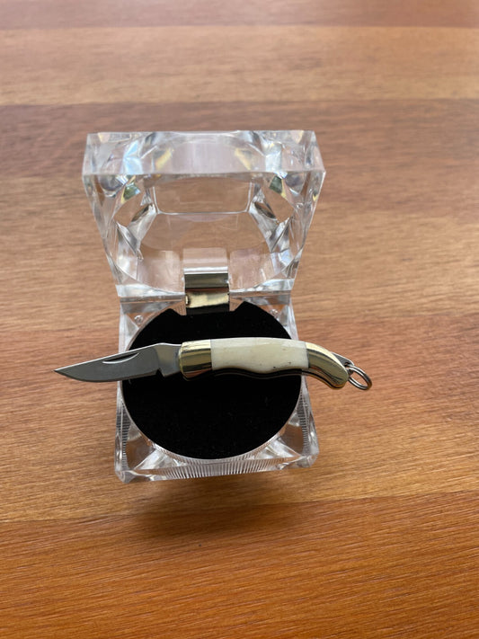 2.8" Full Length Miniature Pocket Knife 420 Steel Bone Scales Gift Box